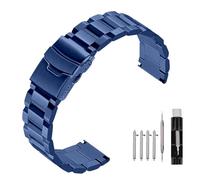 Kai Tian Bracelet de montre de rechange en acier inoxydable solide à double verrouillage - Finition brossée - Pour homme et femme - 18 mm, 20 mm, 22 mm, 24 mm - Noir/argenté, 18mm, Acier inoxydable
