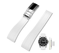 Kai Tian Bracelet de montre de rechange en caoutchouc avec boucle déployante - 20 mm et 22 mm - En caoutchouc fluoré - Pour homme et femme, 22mm, Silicone, Pas de pierre précieuse