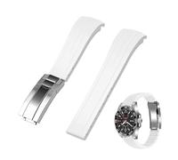 Kai Tian Bracelet de montre de rechange en silicone - Extrémité incurvée en caoutchouc - 18, 20 et 22 mm - Avec boucle de plongée classique - Pour hommes et femmes, 22mm, Acier inoxydable, Pas de