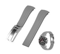 Kai Tian Bracelet de montre de rechange en silicone - Extrémité incurvée en caoutchouc - 18, 20 et 22 mm - Avec boucle de plongée classique - Pour hommes et femmes, 22mm, Acier inoxydable, Pas de