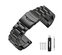 Kai Tian Bracelet de montre de rechange solide en acier inoxydable brossé - Pour homme et femme - 18 mm, 20 mm, 22 mm, 24 mm - Noir et argenté, 20mm, Métal, Pas de gemme