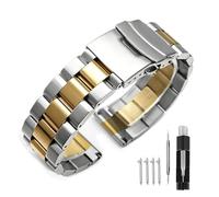 Kai Tian Bracelet de montre en acier inoxydable massif - Boucle brossée - Boucle déployante - Bracelet pour homme et femme - 18 mm, 20 mm, 22 mm, 24 mm, noir, argenté, 20mm, Acier inoxydable, No