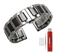 Kai Tian Bracelet de montre en céramique noire argent 14mm femme Remplacement du bracelet de montre en métal Boucle déployante en acier inoxydable