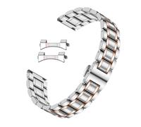 Kai Tian Bracelet de montre en métal pour homme - 18 mm, 20 mm, 22 mm, 24 mm - En acier inoxydable - Avec extrémité droite et incurvée - Bicolore, 18mm, No Gemstone