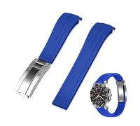 Kai Tian Bracelet de montre en silicone avec extrémité incurvée en caoutchouc - 20 mm - 22 mm - Caoutchouc conique - Bracelet de montre de rechange avec boucle de plongée classique - Pour hommes et