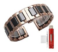 Kai Tian Bracelet de montre pour fille en acier noire 16mm Bracelet montre métal en céramique Bracelet de montre-bracelet en or rose pour femme