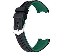 Kai Tian Bracelet de montre universel en silicone 22 mm avec extrémité incurvée - Deux couleurs noires et vertes - En caoutchouc - Pour homme et femme