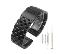 Kai Tian Bracelet de remplacement noir 24mm Ceinture en acier inoxydable haut de gamme Liens solides Bracelets montre ingénieur homme femme Boucle repliable en metal