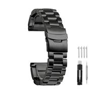 Kai Tian Bracelet en acier inoxydable à double verrou solide, brossé, bracelet de montre de rechange en métal pour homme et femme, 18 mm, 20 mm, 22 mm, 24 mm, Noir, Argent, 20mm, Acier inoxydable, Pas