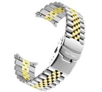 Kai Tian Bracelet en acier inoxydable avec extrémité incurvée pour hommes et femmes 20 mm 22 mm - Bracelet de montre conique à trois dimensions avec boucle déployante - Noir, argent, Argenté/doré