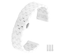 Kai Tian Bracelet Montre Céramique 22mm Liens Coniques Amovibles Libération Rapide Montre Bande Femmes Hommes Boucle Papillon Acier Inoxydable Blanc