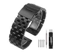 Kai Tian 5 Lignes Bracelet de Montre Acier Inoxydable pour Hommes Femmes Bracelet Montre en Métal 22mm Bracelets de Montre Fermoir de Déploiement Noir