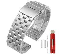 Kai Tian Bracelet Montre Homme 26mm Argent, Premium Matte 5 series montre, bracelet double verrouillage en acier inoxydable bracelet en métal de remplacement femmes hommes