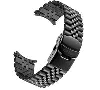 Kai Tian Bracelet Montre Noir 22mm Boucle déployante en Acier Inoxydable Bande de Remplacement de Montre à extrémité courbée pour Hommes Femmes Tridimensionnel Bracelet effilé