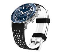 Kai Tian Bracelet silicone bicolore durable 20mm Bracelet de montre sport en caoutchouc Noir (Couture Blanche) pour hommes et femmes