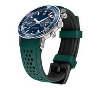 Kai Tian Bracelet silicone bicolore durable 20mm Bracelet de montre sport en caoutchouc Vert (Coutures Noires+Boucle Noire) pour hommes et femmes