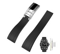 Kai Tian Bracelets de montre en caoutchouc 18 mm, 20 mm, 22 mm, 21 mm avec boucle de plongée solide, bracelet de montre de remplacement en silicone effilé à extrémité incurvée pour homme et femme