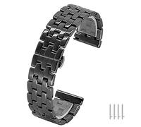 Kai Tian Libération Rapide Bande Remplacement pour Femmes Hommes Bracelet Montre Céramique 20mm Coniques Fermoir Papillon Acier Inoxydable Noir