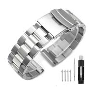 Kai Tian Solid Double Locks Bracelet de montre en acier inoxydable, finition brossée, bracelet métallique de remplacement pour homme et femme, 18 mm, 21 mm, 20 mm, 22 mm, 24 mm, 26 mm, noir, argent