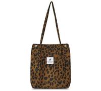 KAIAIWLUO Leo Print Tasche, Leopardenmuster Tasche pour Damen, Leoparden Tote, Cord Geldbörse avec Innentasche, Grande Capacité, Reisen, Schulertasche pour Teenager, Femmes et Filles