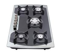 Kaibrite Plaque de Cuisson à Gaz 5 Feux 35,4" en Verre Trempé, Vitrocéramique avec Brûleur en Aluminium, Compatible Gaz Naturel et Propane, Noir