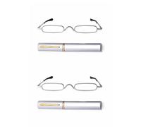 KAIBSEN® 2 Pack Metal Frame Rimmed Slim lunettes de lecture-Classic Readers in Slim stylo clip portable de lecture de cas dur lunettes/portable étui en aluminium de poche