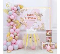 Kaichenyt Arche de mariage en métal, 3 m carrée, support d'arche de ballons avec supports de base, réutilisable, bricolage, décoration de mariage, anniversaire, fête, etc
