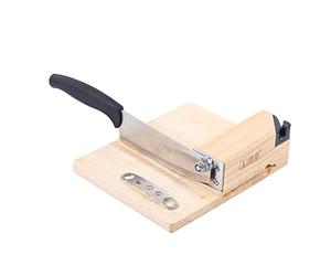 Kaichenyt Coupe-guillotine à levier en acier inoxydable avec socle en bois - Guillotine à fromage - Lame amovible - Longueur : 15,8 cm