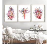 KAIDAARTLH Poster Anatomie, Fleurs Squelette Organe Anatomie Images sur toile, système musculaire humain Affiche Set Art Bureau Médical, Sans cadre(C,3x50x70cm)