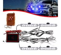 KaiDengZhe 4x4 LED 4 en 1 Stroboscopique Avertissement DC12V Urgence Clignotant Balise Lampe sans Fil À Distance Stroboscope Lumière Urgence Lumière Externe pour Camion Remorque Caravane (Bleu)