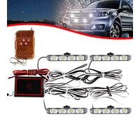 KaiDengZhe 4x4 LED 4 en 1 Stroboscopique Avertissement DC12V Urgence Clignotant Balise Lampe Sans Fil À Distance Stroboscope Lumière Urgence Lumière Externe Pour Camion Remorque Caravane (Blanc)