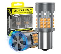 KaiDengZhe Ampoule 1156 BA15S LED avec Ventilateur de Refroidissement, Sans Erreur CANBUS Anti-Hyperflash 600% Luminosité 3000 LM 28W Ambre 7506 1141 P21W pour Clignotants Avant et Arrière 2 PCS