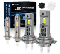 KaiDengZhe H1+ H7 LED Ampoule de Phare, 1:1 Taille Mini H1 LED Ampoule Sans Polarité Plug and Play H7 LED Phare Sans Fil 90W 18000lm 600% Plus Lumineux Faisceau Haut/Bas Remplacement Halogène-2PCS