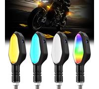 KaiDengZhe Indicateurs de moto Feux du signal de virage, 4PCS Moto Turn Indicateurs avec Projection de Flèche 27 Modes RGB Flux Feux de Jour, Clignotants pour Moto Scooter Tout-terrain