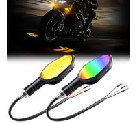 KaiDengZhe Indicateurs de Moto Feux du signal de virage Turn Indicateurs avec Projection de Flèche 27 Modes RGB Flux Feux de Jour, Clignotants pour Moto Scooter Tout-terrain-2PCS