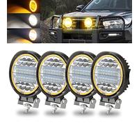 KaiDengZhe Lampe de Travail LED Hors Route 72W avec Anneau Halo Stroboscopique Ambre 4,5" Off Road Pod Spot Flood Combo Lumières Off Road Driving Phare 12 V -36 V LED pour Moto SUV Bateau Camion-4PCS