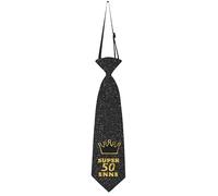 KAÏDENSÏ Idée cadeau d'anniversaire pour homme - Cravate d'anniversaire élégante 45 x 16 cm - Idées cadeaux amusantes - Gadget Blague originale, Noir_oro_super 50enne, Taille unique
