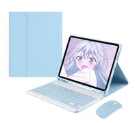 kaidisen Étui avec clavier et souris pour Galaxy Tab S9 Plus/S9 FE+/S8 Plus/S7 Plus/S7 FE 12,5", étui de clavier coloré amovible avec stylet S Pen - Bleu ciel