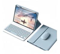 kaidisen Étui avec clavier et souris pour iPad A16 11{^>e<^} génération 2025, iPad 10{^>e<^} génération 10,9" 2022 - Étui avec clavier coloré amovible avec porte-crayon - Bleu brume