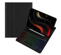 kaidisen Étui avec clavier rétroéclairé coloré pour Galaxy Tab S10 FE / S9 FE 11" / Tab S9/S8/S7 11" avec clavier rétroéclairé Bluetooth RVB amovible, couleur bonbon, étudiant en affaires, noir + noir