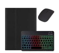 kaidisen Étui avec clavier rétroéclairé pour Galaxy Tab S10 Lite / S10 FE / S9 FE 11", Tab S9/S8/S7 11" avec souris et clavier rétroéclairé RVB coloré arc-en-ciel détachable Noir/noir