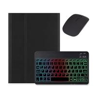 kaidisen Étui avec clavier rétroéclairé pour Galaxy Tab S10 Lite / S10 FE / S9 FE 11", Tab S9/S8/S7 11" avec souris et clavier rétroéclairé coloré RVB détachable Noir/noir