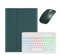 kaidisen Étui avec clavier rétroéclairé pour iPad Mini 5e génération/7,9" Mini 4 Mini 5 avec clavier rétroéclairé amovible, vert foncé + blanc