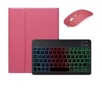 kaidisen Étui avec clavier rétroéclairé pour iPad Mini 5e génération/7,9" Mini 4 Mini 5 Étui avec clavier rétroéclairé amovible Rose foncé + noir