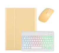 kaidisen Étui avec clavier rétroéclairé pour iPad Mini 5e génération/7,9" Mini 4 Mini 5 étui avec clavier rétroéclairé amovible Jaune/blanc