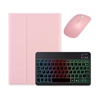 kaidisen Étui avec clavier rétroéclairé pour iPad Pro 11 4e, 3e et 2e génération, étui avec clavier coloré rétroéclairé amovible pour iPad Pro 11", rose + noir