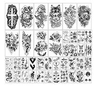 Kaieteur 40 Feuilles de Fleurs et d'animaux Collection Tatouages Temporaires Imperméables Durables Faux Tatouages pour Femmes et Adulte