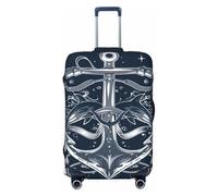 Kaifanee Housse de protection élastique pour valise, colibris et fleurs, plantes, nature, valise, anti-rayures, convient aux bagages de 58,4 à 66 cm, Ancre bleu marine, S(18"-22" Suitcase)