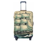 Kaifanee Housse de protection élastique pour valise de voyage, carte nautique vintage, clipper, bateau, boussole, valise, housse de bagage anti-rayures pour bagages de 45,7 à 55,9 cm, Carte nautique,