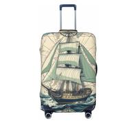 Kaifanee Housse de protection élastique pour valise de voyage, motif océan, plage, étoiles de mer, coquillages, valises, anti-rayures, convient aux bagages de 45,7 à 81,3 cm, Carte nautique, L(27"-30"